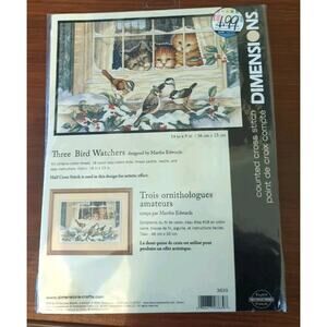Vintage 1997 Dimensions Counted Cross Stitch Kit 3839 Three Bird Watchers New